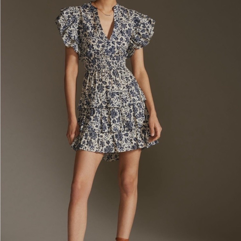 LOVE THE LABEL ISLA DRESS size M ruffles cottagecore tie back open resort wear